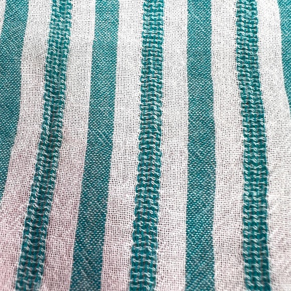 Habitat Womens Size Small Teal Stripe Gauze Blouse Shirt Top Short Sleeve Art - Picture 6 of 7